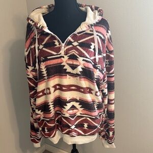 Aztec Print Hoodie with Zipper